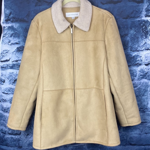 Vintage Fully Lined Faux Suede Sherpa Longline Hip length Coat/Jacket - Picture 2 of 12